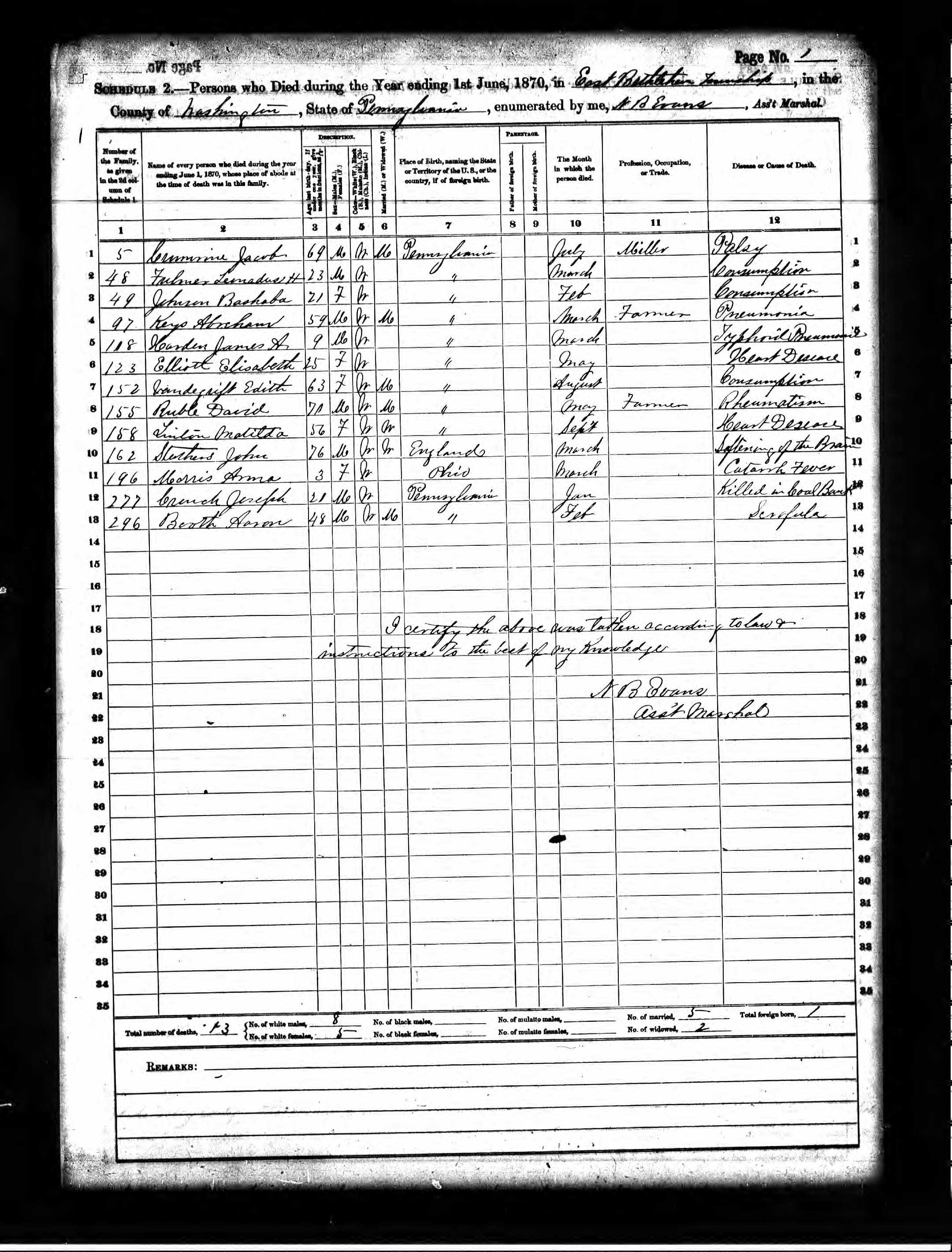 mortality schedule